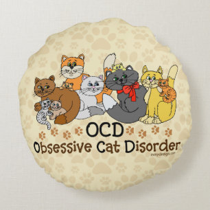 Tvångsmässig kattoordning för OCD Rund Kudde