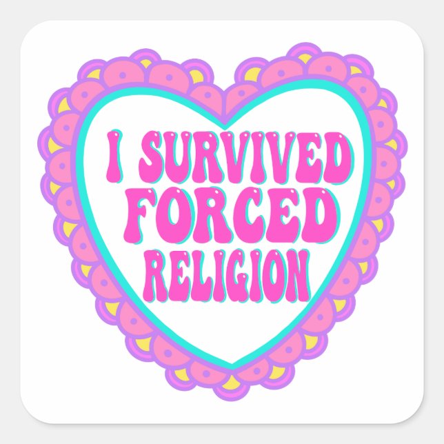 Tvångsreligionens Rosa Heart Valentine Fyrkantigt Klistermärke (Framsida)