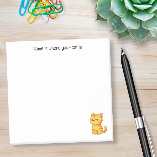 Tvär Orange Tabby Katt Anpassad Text Post-it Block (Skapare uppladdad)