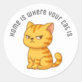 Tvär Orange Tabby Katt Anpassad Text Runt Klistermärke