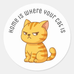 Tvär Orange Tabby Katt Anpassad Text Runt Klistermärke