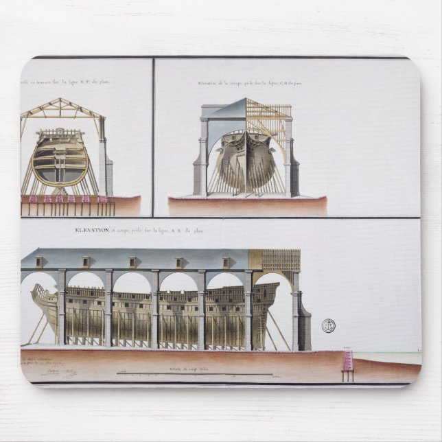 Tvärsnitt och höjd av en frakt, 1776 musmatta (Framsidan)