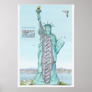 Tvärsnittillustration av frihetsgudinnan poster