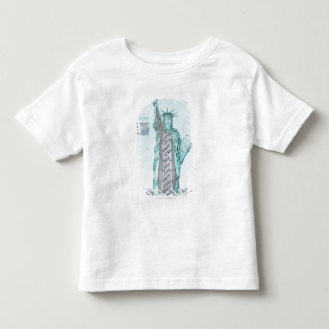 Tvärsnittillustration av frihetsgudinnan t-shirt (Framsida)