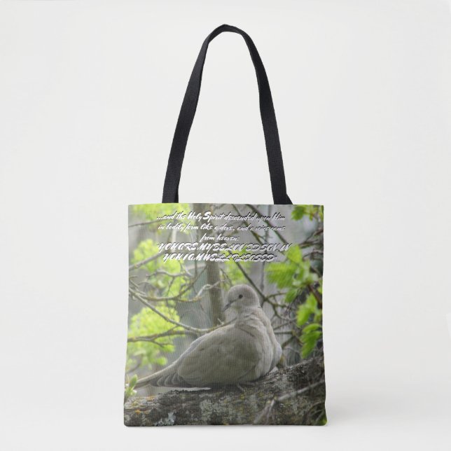 Tväsdig Dufva och Bibelvers  Totebag Tygkasse (Framsida)