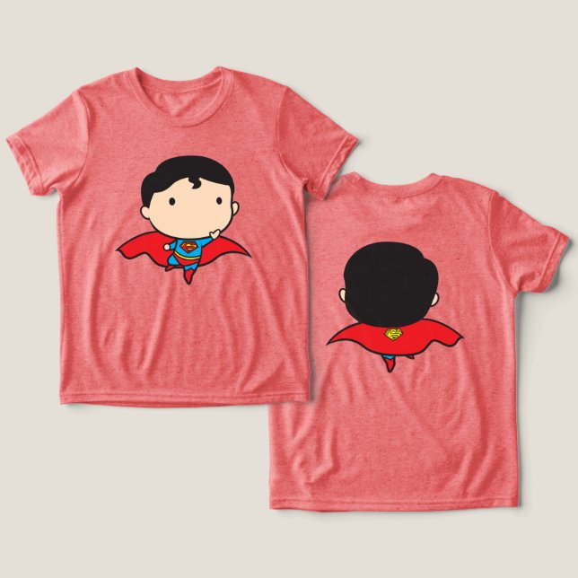 Tvåsidig Chibi Superman Tee Shirt (Design fram och bak)