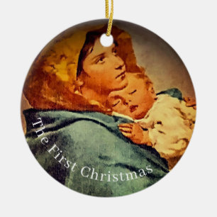 Tvåsidig första julfoto Ornament