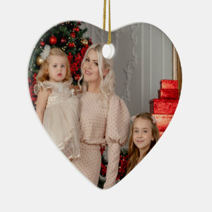 Tvåsidig hjärtprydnad - Foto & Verse Keepsak! Julgransprydnad Keramik
