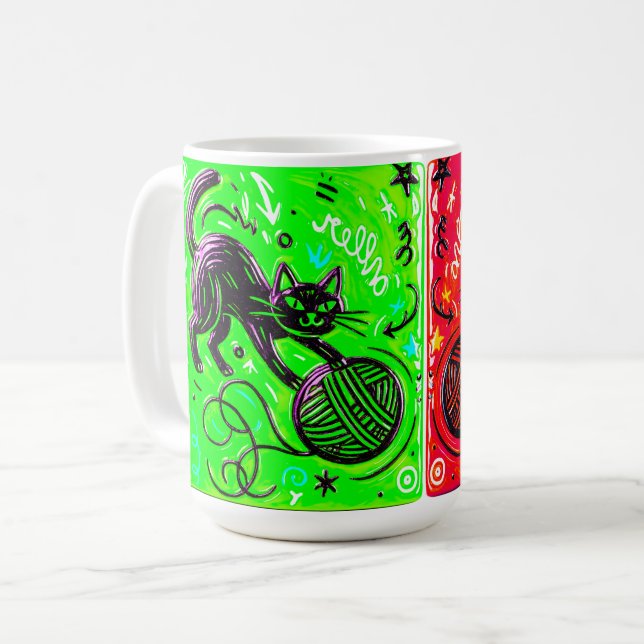 Tvåsidig katt kaffemugg (Framsida vänster)