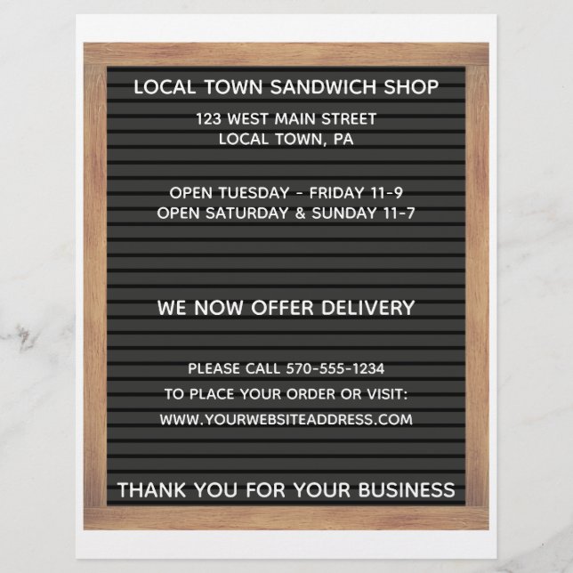 Tvåsidig monteringsskylt med två sidor reklamblad (Framsidan)