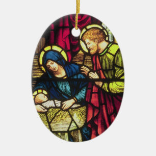 Tvåsidig Nativityjulprydnad Julgransprydnad Keramik