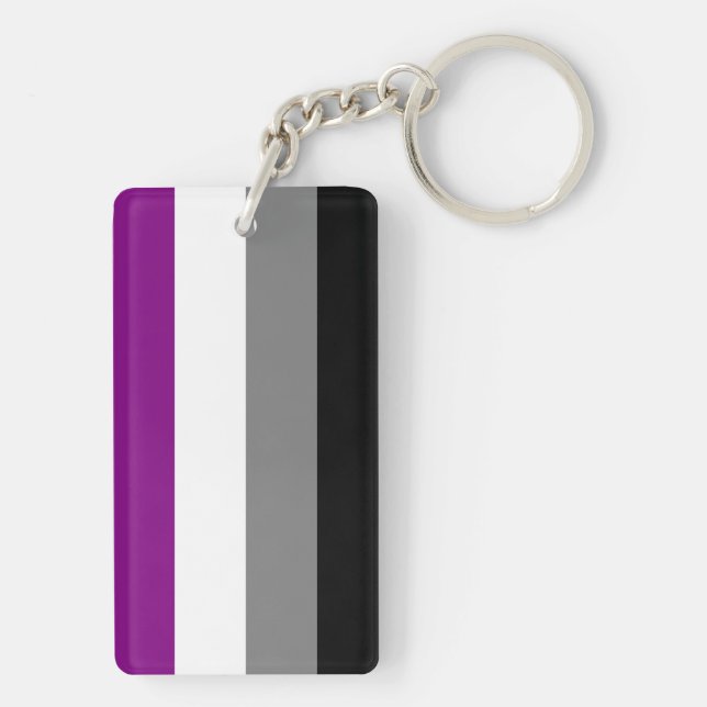 Tvåsidig rektangelkeychain för Asexual flagga (Baksidan)