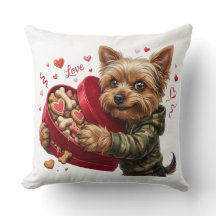 Tvåsidig Yorkie Alla Hjärtans Dag-kudde | Kärlek &