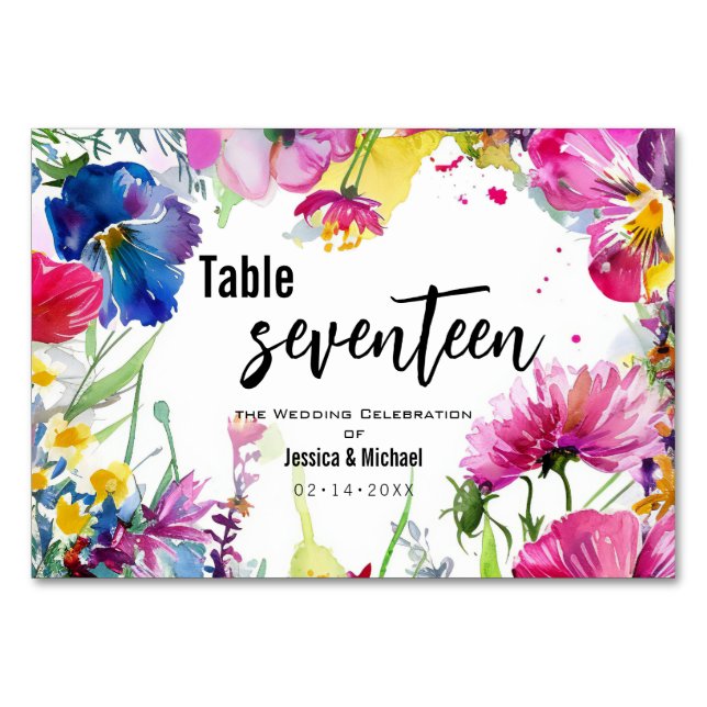 Tvåsidiga Vågräts skuggblommor Bordsnummer (Framsidan)