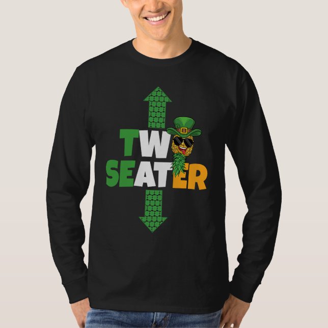 Tvåsitsig St Patricks Day Upp och Ner Ananas S T Shirt (Framsida)