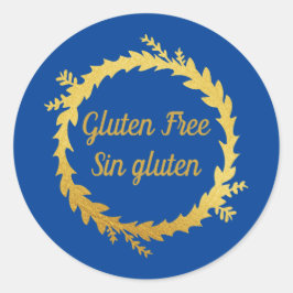 Tvåspråkig Blå Guldgul Glutenfri - Sin Gluten Runt Klistermärke