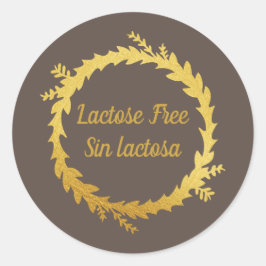Tvåspråkig Brun Guldgul Laktosfri - Sin Lactosa Runt Klistermärke