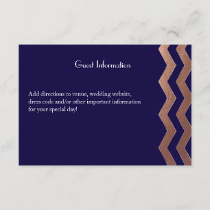 Tvåspråkig Chic Rose Gold Chevron Bröllopskort Tilläggskort