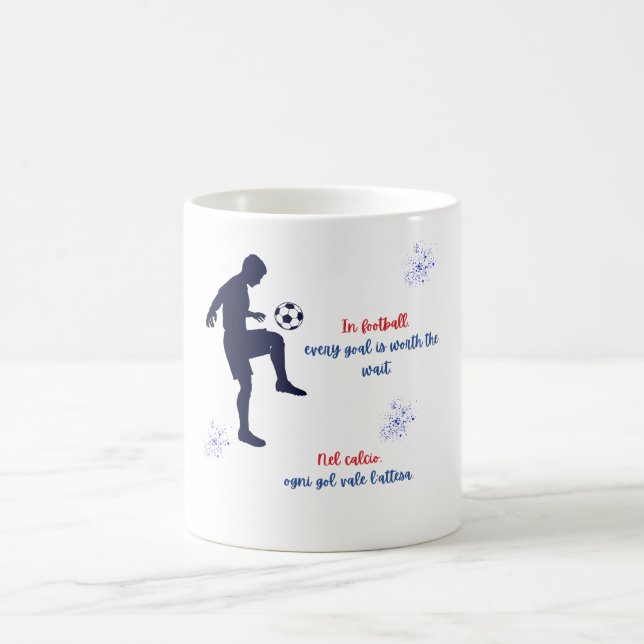 Tvåspråkig fotbollsdesign kaffemugg (Center)