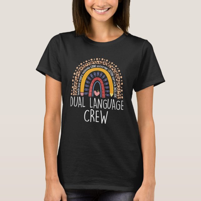 Tvåspråkig lärare Rainbow Dual Language Crew Maest T Shirt (Framsida)