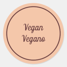 Tvåspråkig Peach Vegan (Vegano) Enkel Runt Klistermärke
