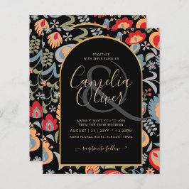 tvåspråkig populär blommig bröllopsinbjudan