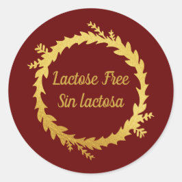Tvåspråkig Röd Golden Laktosfri - Sin Lactosa Runt Klistermärke