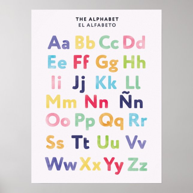 Tvåspråkig spansk alfabetposter för barn poster (Framsidan)