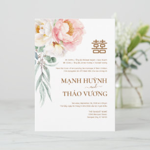 Tvåspråkig vietnamesisk elegant Peony Song Hy Bröl Inbjudningar