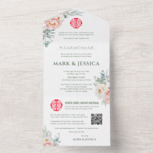 Tvåspråkiga vietnamesiska Peonies Traditionella