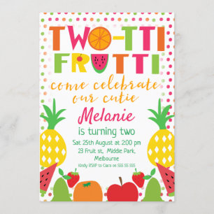 Tvåtii Fruit Kom Celebrate 2:a födelsedagen inbjud Inbjudningar