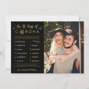 Tvåtolv dagar med Corona Photo Guld Black Julkort