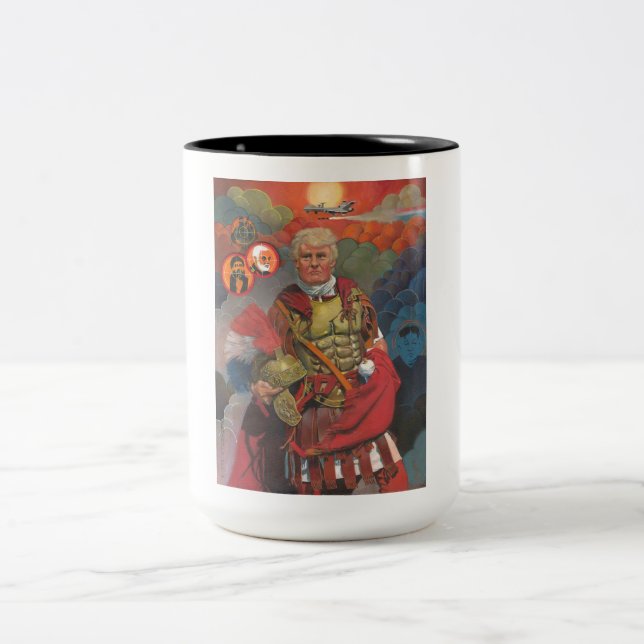 Tvåton Mugg med Pen och Bläck Trump Illustration (Center)