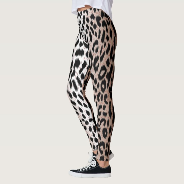 Tvåtonad Cheetah Leopard-utskrift Leggings (Vänster)