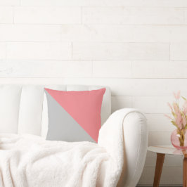Tvåtonad diagonal dammig rosa och grå kudde