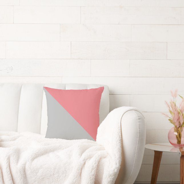 Tvåtonad diagonal dammig rosa och grå kudde (Soffa)