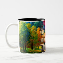 Tvåtonad keramisk kaffemugg | Tomte i parken