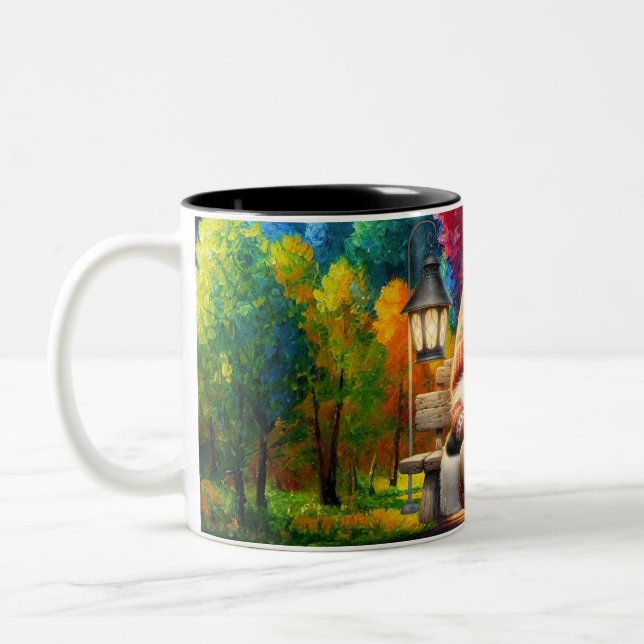Tvåtonad keramisk kaffemugg | Tomte i parken  (Vänster)