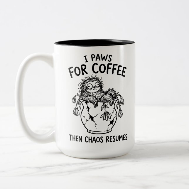 Tvåtonad Sarcastic Lazy Sloth Kaffe Mugg (Vänster)