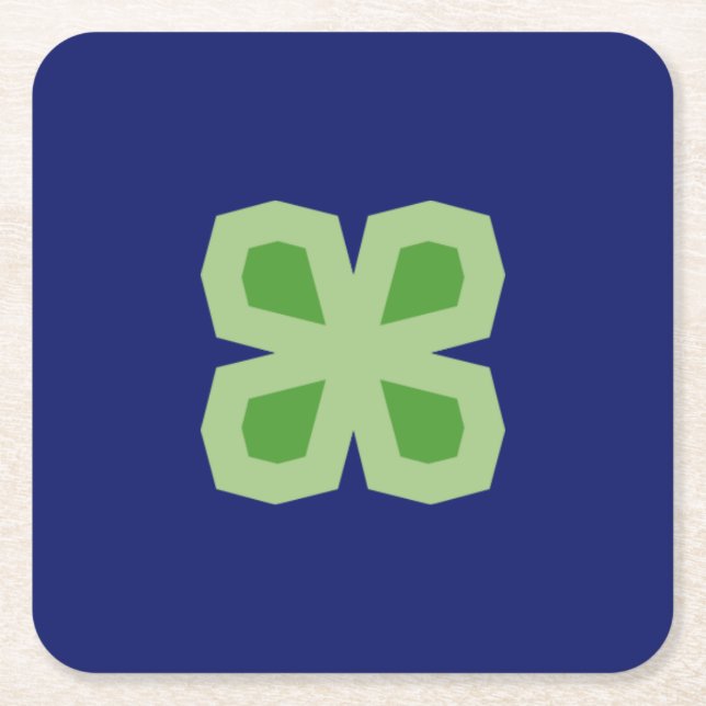 Tvåtonad vinkel fyra Löv Klöver Underlägg Papper Kvadrat (Framsidan)