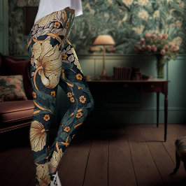 Tvåtonig Yoga Byxor Teal Guld Pimpernel Morris