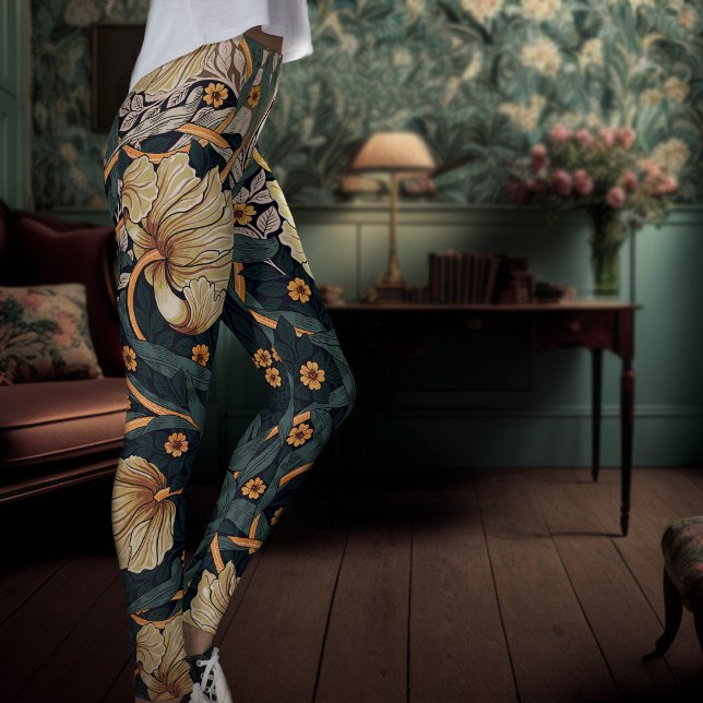 Tvåtonig Yoga Byxor Teal Guld Pimpernel Morris (Skapare uppladdad)