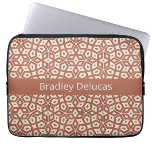 Tvåtoning Terra Cotta Mosaic med Mörk Namn Rand Laptop Fodral