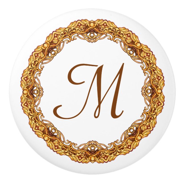 Tvåtons förgylld vintage-ram med monogram knopp (Framsidan)