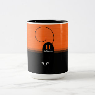 Tvåtons Halloween Orange Svart Katt Två-Tonad Mugg