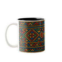 Tvåtons kaffemugg, Etnisk kopp, Färgrik kaffemugg