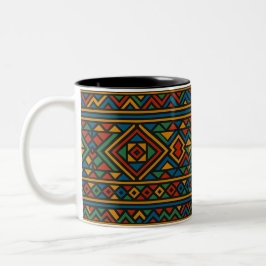 Tvåtons kaffemugg, Etnisk kopp, Färgrik kaffemugg