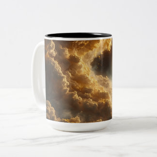 Tvåtons kaffemugg med gyllene stormmoln