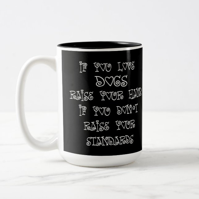 Tvåtons kaffemugg med hundhumor (Vänster)