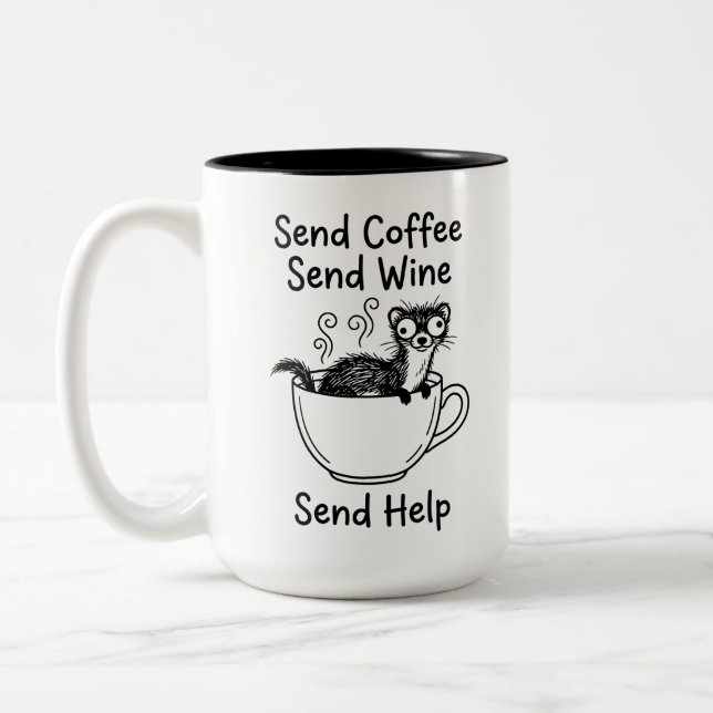 Tvåtons-mugg - Förvånad av Sneaky Weasel Coffee Q Två-Tonad Mugg (Vänster)